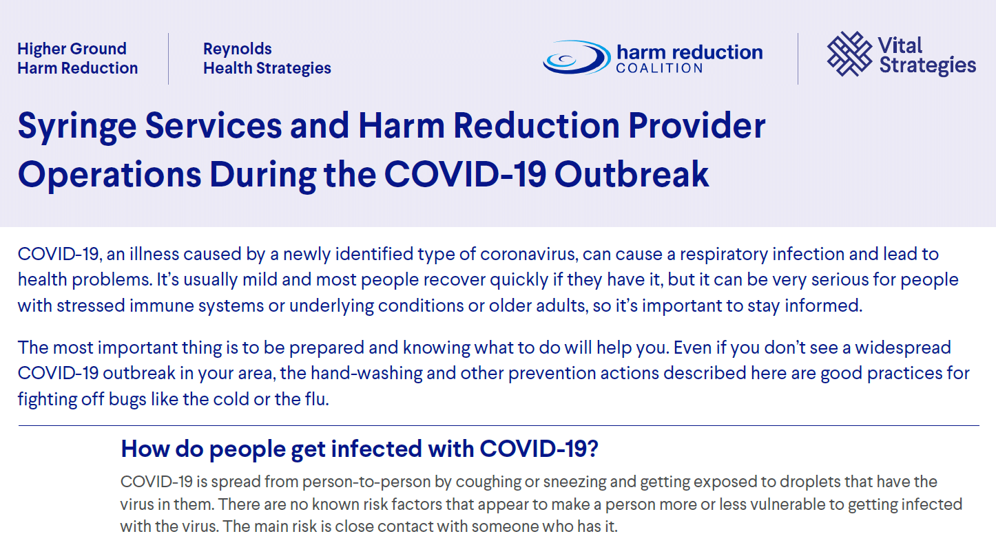 COVID-19 Guidance for Harm Reduction Programs