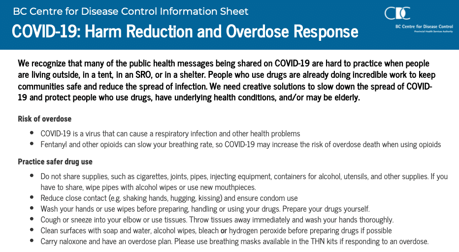COVID-19: Harm Reduction and Overdose Response