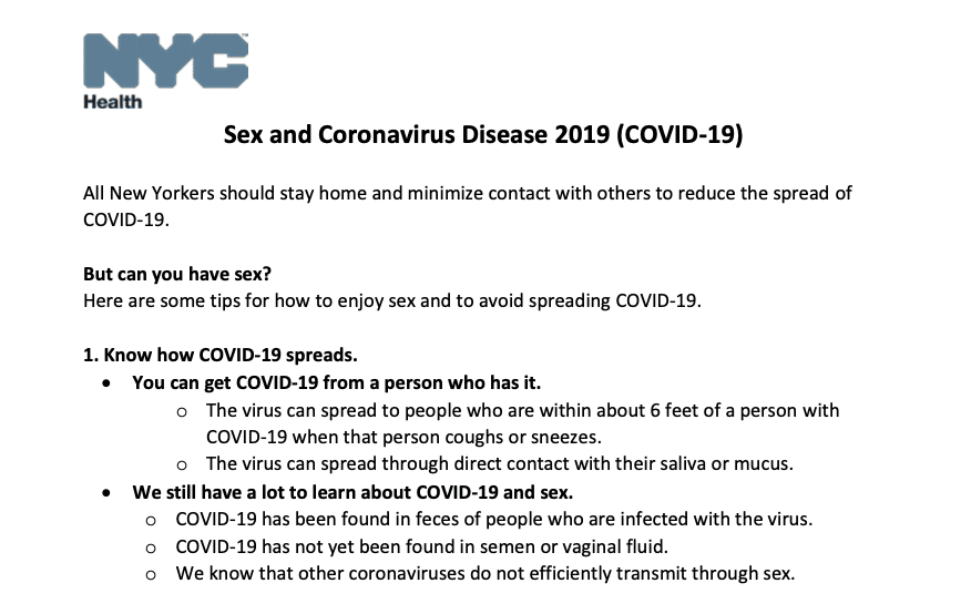 Sex and Coronavirus Disease 2019 (COVID-19)